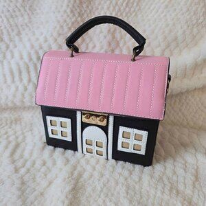 Cute House-Shaped Purse / Novelty Handbag – Pink & Black